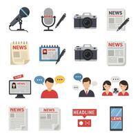 Collection of News Gathering and Reporting Tools Icons and Symbols Illustrating Journalism Communication and Media vector
