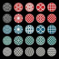 A Collection of Twenty Five Circular Patterns Inspired by Traditional Japanese Designs vector