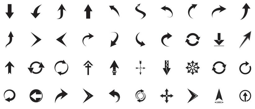 negro flecha icono paquete mínimo direccional línea íconos para navegación ui diseño vector