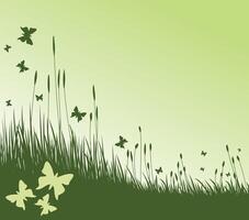 Meadow with butterflies. vector