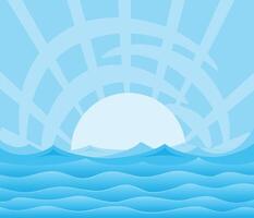 sun in sea. vector