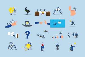 Business illustrations showcasing teamwork and innovation vector