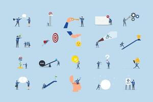 Business growth and teamwork icons vector