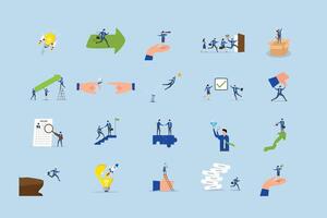 Illustrations of business growth and teamwork vector