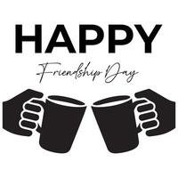 Happy Friendship Day Toast with Mugs silhouette vector