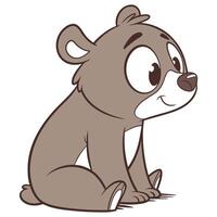 Flat icon of a cute cartoon bear sitting brown color simple face vector