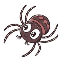Flat icon of a small cartoon spider with big eyes and eight legs cute style vector