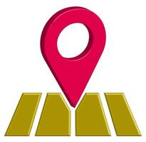 3D Map Pin on Road Icon for Destination, Address, and GPS Location vector