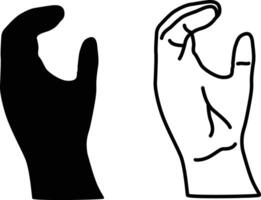 C Hand Sign Silhouettes Flat and Outline Design vector
