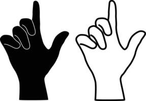 Hand Opening Sign Silhouettes Flat and Outline Design vector