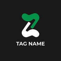 Modern abstract letter z logo with green and white elements on black background vector