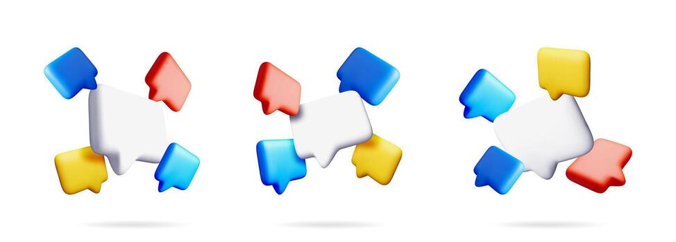Set of 3d blank message bubbles vector