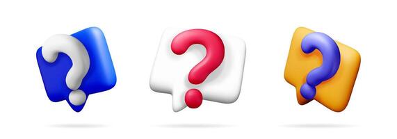 Collection of 3d chat bubbles with question marks vector