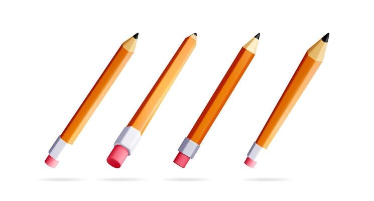 Four orange pencils with pink erasers
