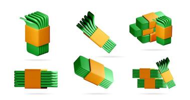 green straws wrapped in orange bands vector