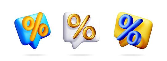 Three percentage icons in speech bubbles vector