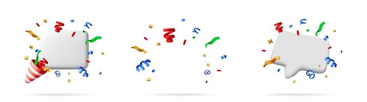 Colorful confetti with speech bubbles vector