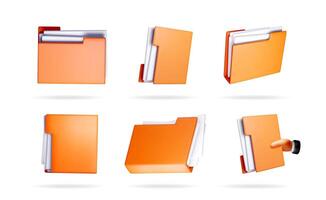 Orange file folders collection vector