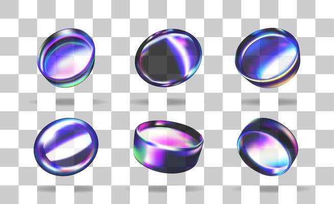 Set of abstract 3d shiny holographic rings