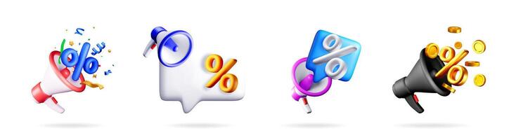 Colorful sale promotion icons vector