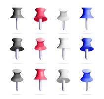 Colorful push pins in various colors vector
