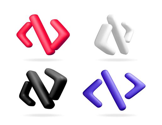 Set of 3d illustration with code symbol