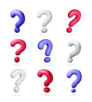 Collection of 3d question mark symbols vector