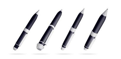 Four dark pens floating in a row vector