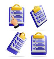 Collection of 3d clipboard with checklist vector