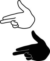 Male Hand Pistole up Silhouettes Outline and Flat Design vector