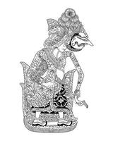 Sang Hyang Wenang Wayang Kulit Puppet Isolated Line Art Illustration Style. vector