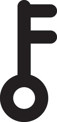 A black and white image of a letter f