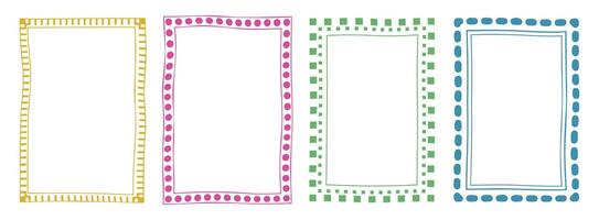 Empty frames doodles, dotted frames with simple freestyle geometric forms and shapes, borders and backgrounds. illustration. vector