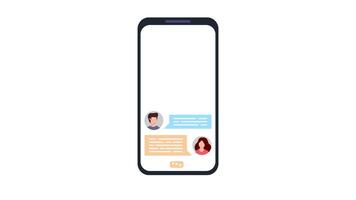Phone with messages on screen. Chatting with friends in mobile application. Communication concept. 4k stock footage video