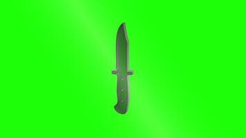 3D tactical knife silhouette on chroma green backdrop video