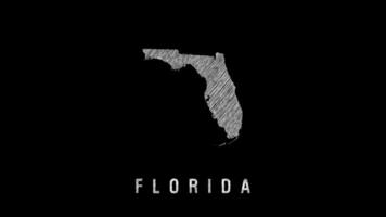 Hand-drawn map sketch of Florida with white texture video