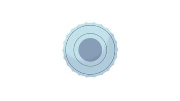 Top view of blue bottle cap with ridged edge video