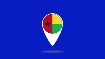 Guinea Bissau map pin with circular flag icon video