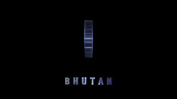 Bhutan glowing relief shape on black background video