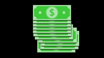 Stack of dollar banknotes on black background video