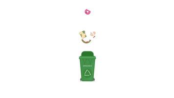 Organic waste bin with falling food leftovers video