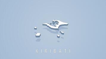 Kiribati white 3D isometric map on blue background video