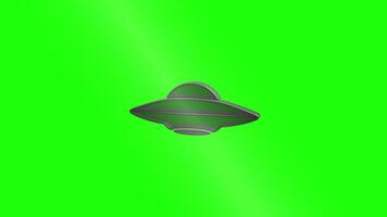 3D alien spaceship icon on green background video