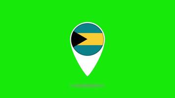 Bahamas location pin with national flag design video