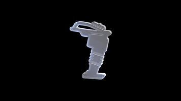 3D glossy icon of a jackhammer tool isolated on dark video