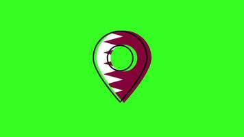 Qatar location icon with flag design on green video