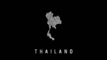 Thailand map hand drawn silhouette sketch video