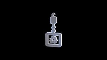 Silver recycling icon rotating on black background video