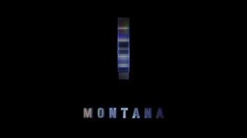 Rotating glass map of montana on black background video