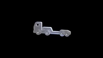 Metallic tow truck rotating on black background video